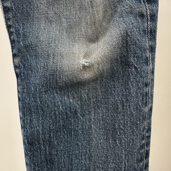 Levis 501 Jeans Womens 26 Blue Skinny High Rise Raw Hem Button Fly Ripped Knee - Picture 4 of 16
